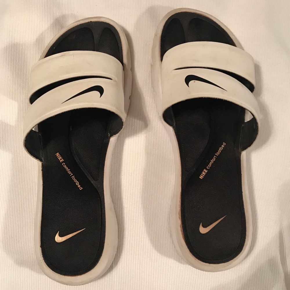 White Nike Slides Size 9